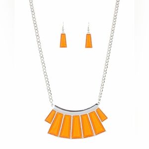 Stylish Orange Pendant Necklace & Earrings Set - Women Jewelry